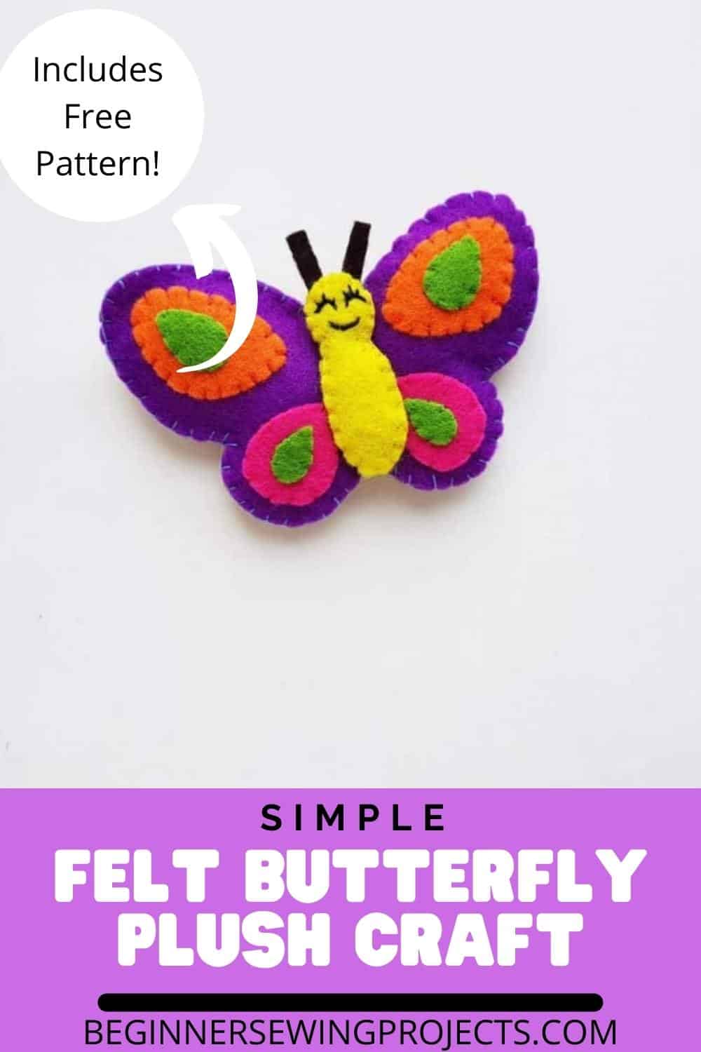 Felt Butterfly Plush Template – Beginner Sewing Projects